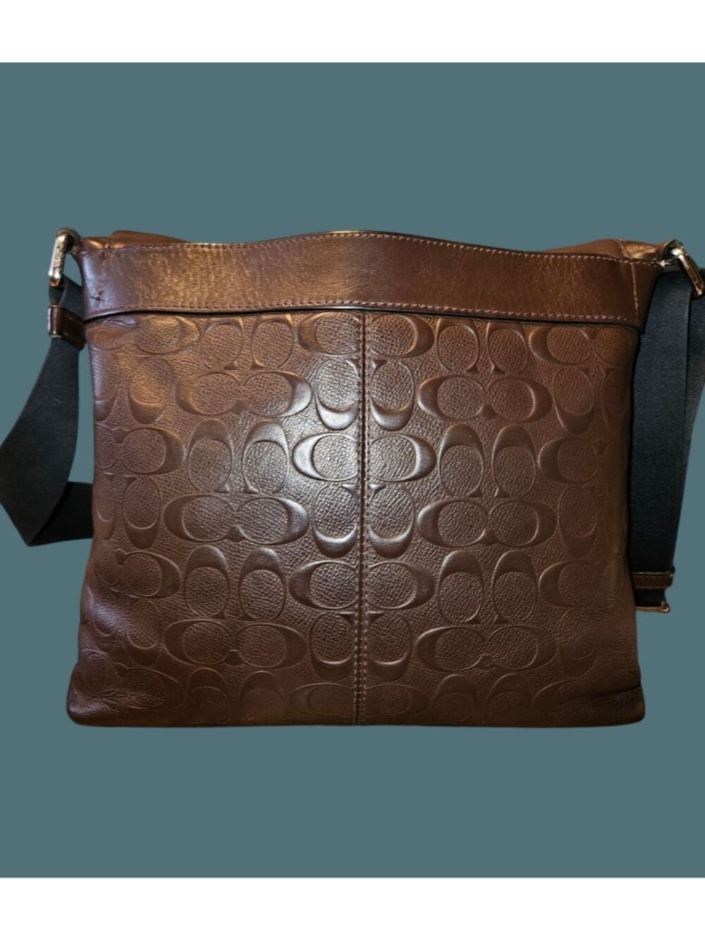 Coach Brown Leather/Embossed Signature Small Charles Messenger Crossbody Bag - Picture 3 of 16
